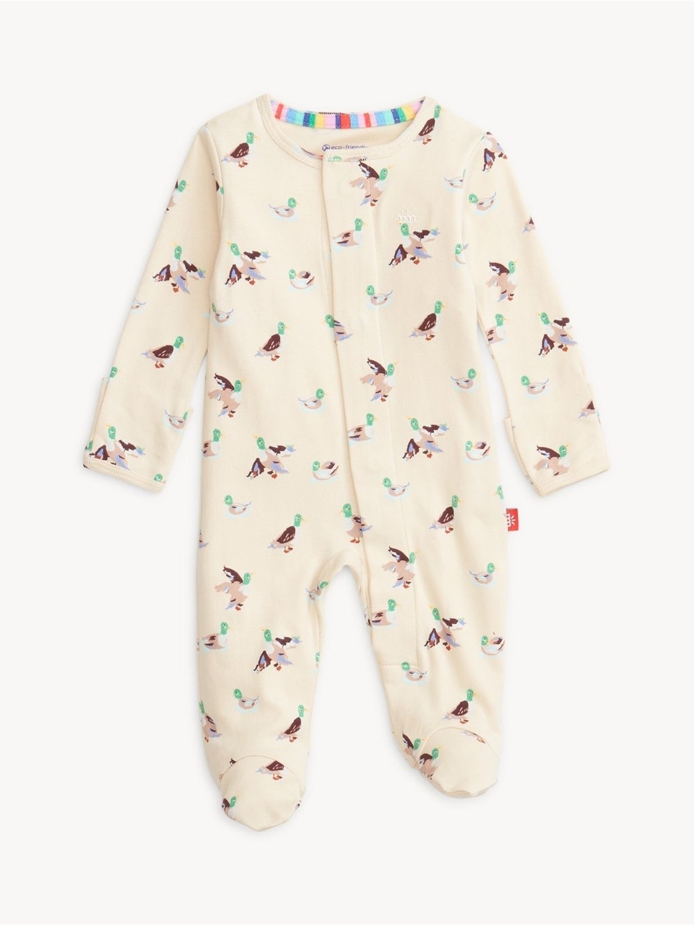 Magnetic Me Organic Cotton Footie Sleeper Mallard Duck Print 12-18M